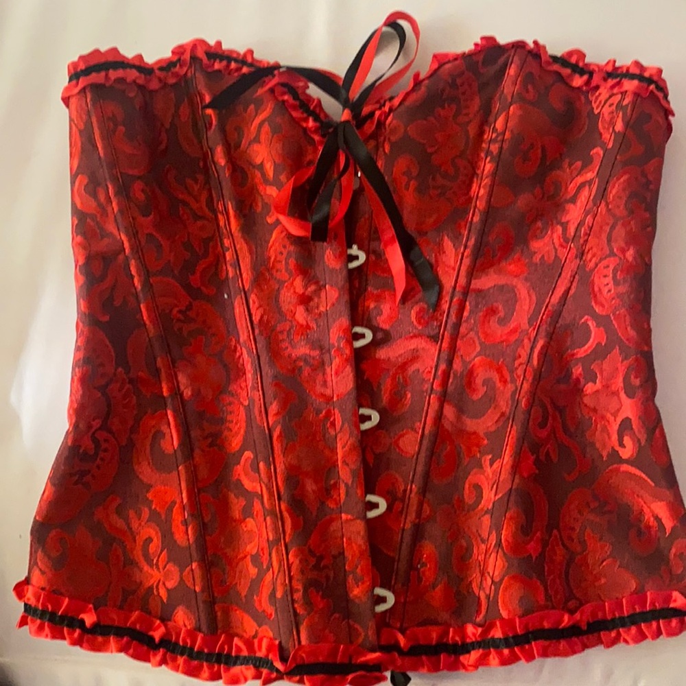 Red and Black Corset Top